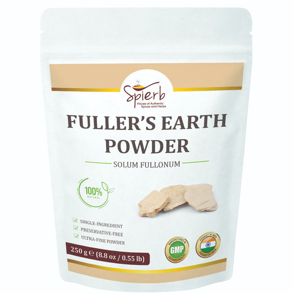 Spierb Multani Mitti (Fuller's Earth) powder mixed to a paste in a small bowl