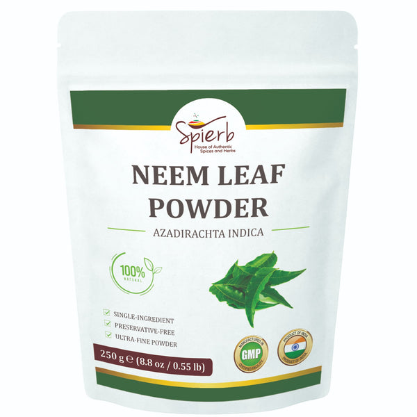 Spierb Neem Powder mixed with water into a smooth paste for a rinse-off face mask